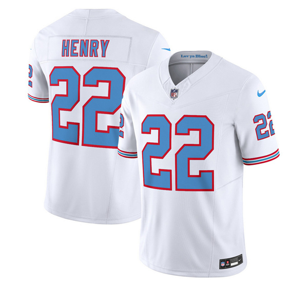 Men's Tennessee Titans #22 Derrick Henry White 2023 F.U.S.E. Vapor Limited Throwback Football Stitched Jersey